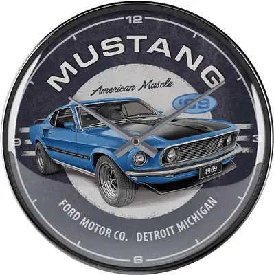 Immagine prodotto di Nostalgic-Art - Orologio da parete - Ford Mustang - 1969 Mach 1 Blue