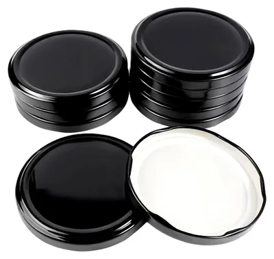 Produktbild von 10 Stück Schraubdeckel für Gläser, Twist-Off-Deckel 82 mm, Metall Einmachdeckel für Sturzgläser 230/350/435/565 ml (Schwarz)