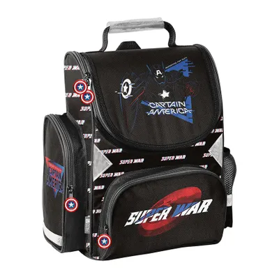 Image de Cartable PASO pour garçons et filles CAPTAIN AMERICA noir