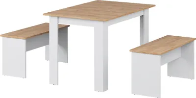 Produktbild von Eckbankgruppe Vicco Sentio Weiß/Goldkraft Eiche 112 x 73.6 cm mit 2 Bänken, Model 53277