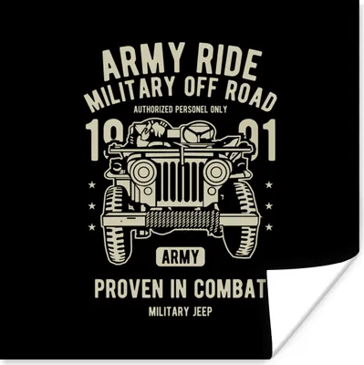 Produktbild von MuchoWow® Poster Mancave - Armee - Auto - Retro 50x50 cm - Wohnzimmerdekoration