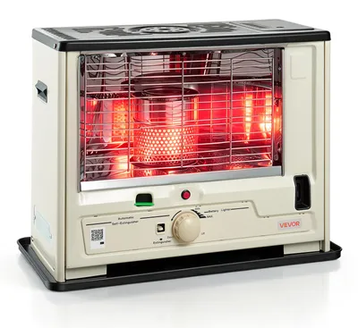 Immagine prodotto di VEVOR Stufa a petrolio portatile da 2930W, serbatoio da 4,44L, colore beige. Ideale per riscaldare ambienti domestici, campeggio o in caso di emergenza. Copertura massima: 10 m². Dotata di griglia di sicurezza, sistema anti-ribaltamento, regolazione della fiamma, indicatore del livello del carburante e batteria