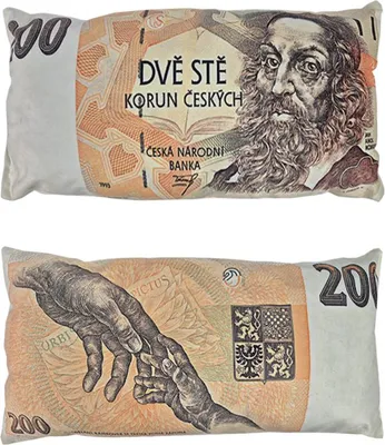 Obrázek produktu pro Dekorační polštář bankovka 200kč 28x53cm