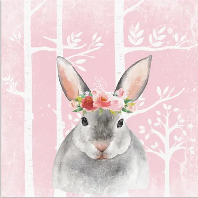 Produktbild von ARTland Wandbild Alu für Innen & Outdoor Hase mit Blumen im pink Wald Größe: 70x70 cm