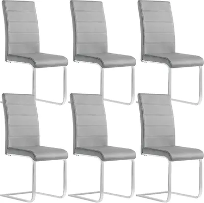 Produktbild von WOLTU Esszimmerstühle 6er Set, Schwingstuhl mit hoher Rückenlehne, Samt, Dunkelgrau