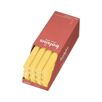 Produktbild von Stabkerzen Rustik, 23/270 mm, Sonniges Gelb, BOLSIUS, Brenndauer ca. 13h, 16 Stück pro Verpackung