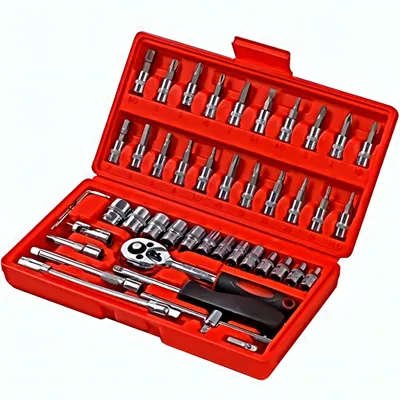 Produktbild von P & K 46 Teiliges Knarrenkasten mit Knarre und Steckschlüsselsatz 1/4“ – Praktische und Preis-Leistungs-starke Lösung für präzise Schraubarbeiten