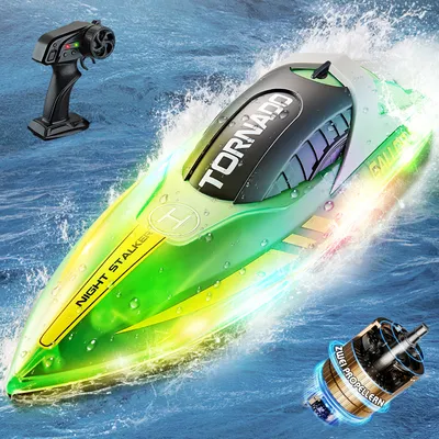 Produktbild von Ferngesteuertes Boot für Pool, 2,4 GHz RC Boot Kinder mit LED-LichtSpeedboot Ferngesteuert RC Boat Pool Spielzeuge