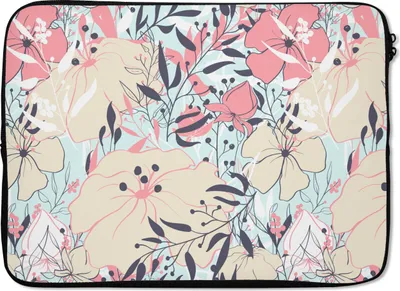 Produktbild von MuchoWow® Laptop Hülle 14 ZollVintage - Blume - Rosa - Muster Laptoptasche - Laptoptasche - Stoßsicher - Schutzhaube