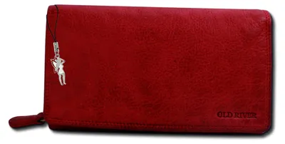 Produktbild von Old River Druckknopf Reißverschluss Portemonnaie rot Leder OPD410R