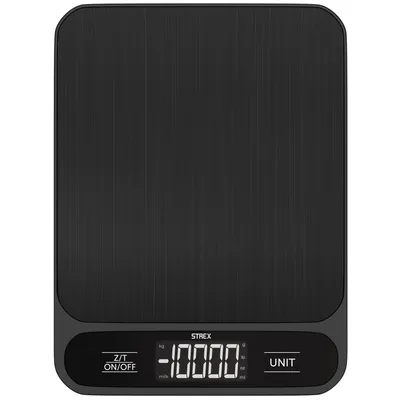 Produktbild von Strex Küchenwaage Digital - Küchenwaage - 1g bis 10kg - Tara-Funktion - Inklusive Batterien - Schwarz