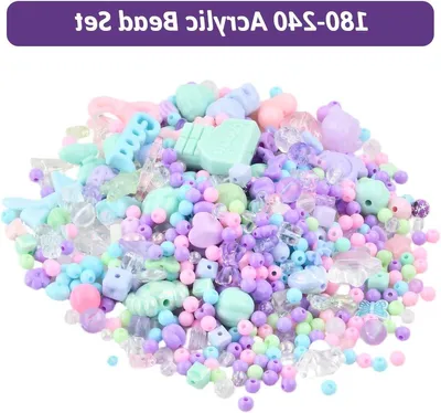 Perlen-Set zum Armbänder machen - 180-240 bunte Blumenherzen, elastisches Band und Haken, Bastelset für Schlüsselanhänger