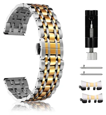 Immagine prodotto di Bracciale da orologio da 22 mm - maglia in acciaio inossidabile - elegante e resistente - cinturino di ricambio - compatibile con Huawei e Amazfit - adatto sia per uomo che per donna