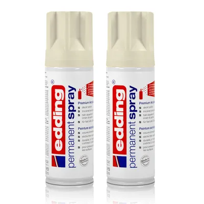Produktbild von 2x edding Permanent Spray cremeweiß matt 200 ml Premium Acryllack, RAL 9001