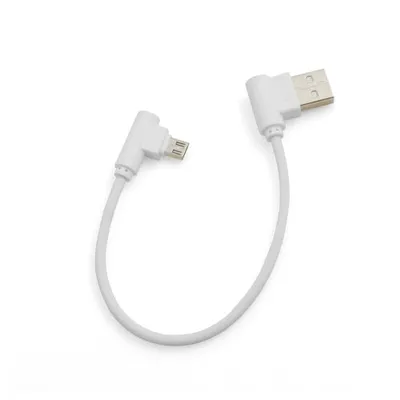 Produktbild von SYSTEM-S Micro USB Kabel 90° grad rechts gewinkelt Winkelstecker zu USB 2.0 Typ A 90° Grad rechts gewinkelt Datenkabel Ladekabel 20 cm in Weiß