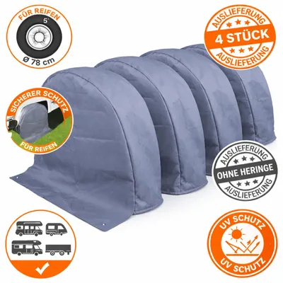 Produktbild von Radabdeckung Wohnwagen 4er Set 15 bis 16 Zoll – Reifenabdeckung Wohnmobil - Radschutzhülle Ø78cm  – UV-beständiger - wetterfester Reifenschutz – robust & langlebig