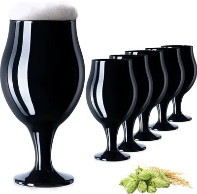 Produktbild von PLATINUX Schwarze Biertulpen Biergläser Set 6 Teilig 450ml (max. 550ml) Glas Bierschwenker Pilsgläser Altbierglas Tulpe
