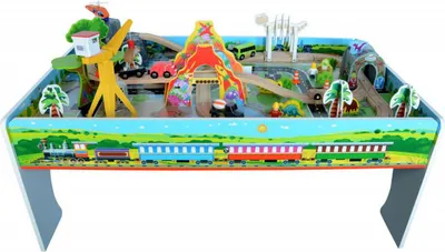 Produktbild von 4iQ 80-teiligen Kinder Eisenbahn Set BARTEK aus Holz 98x63,5x40,5 cm