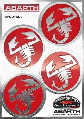 Produktbild von Abarth Chromaufkleber Offizielle 4 rote runden Skorpione, Tischmaße 94 x 131 mm