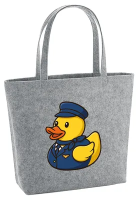 Produktbild von Huuraa Filzshopper Quietscheente Stewardess Gummiente Flugbegleiterin 22 Liter Grey Melange Filztasche Geschenkidee