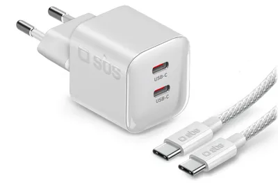 Immagine prodotto di SBS Kit Caricatore Da Parete 60W PD 3.2 E AVS, 2 Porte E Cavo USB-C 1,5 M