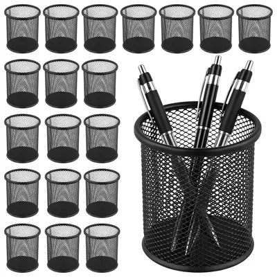 20er-Pack runde Metall-Stifthalter, schwarz, 9x10 cm
