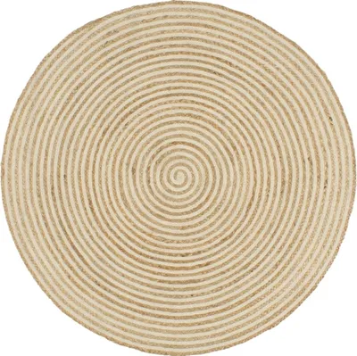 Obrázek produktu pro Ručně vyrobený koberec z juty spirálový design bílý 90 cm