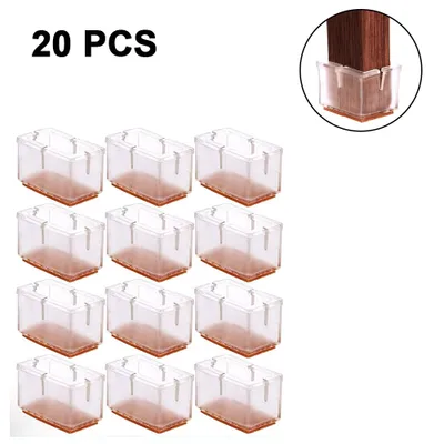 Produktbild von 20 x Pack 30-35 mm Stuhlbeinkappen Fusskappen Möbelgleiter Gummifüße Tischbein Stuhlbein Bodenchutz Pads - Silikon Transparent