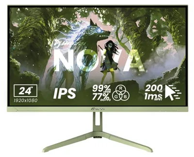 Produktbild von Arozzi Nova 24" Gaming Monitor - Full HD IPS - 200Hz - Waldgrün
