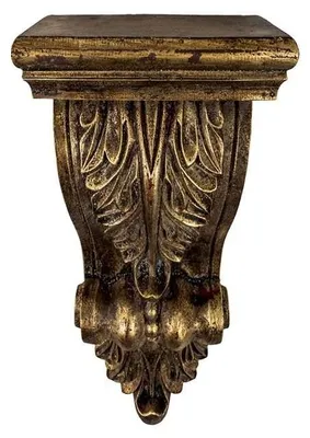 Mensula aus goldfarbenem Kunstharz, 23x11x34 cm, aufhängbar