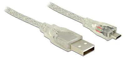 Produktbild von DeLOCK 3m, USB2.0-A/USB2.0 Micro-B, 3 m, USB A, Micro-USB B, USB 2.0, Männlich/Männlich, Transparent