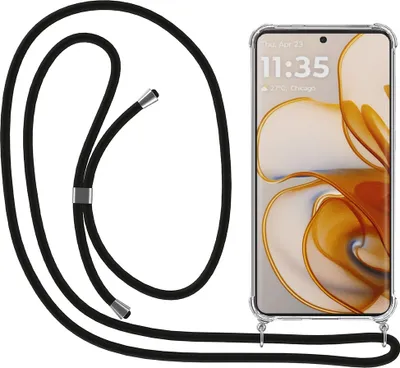 Immagine prodotto di Smartphonica Custodia per telefono adatta per Motorola Edge 50 con cavo e paraurti - Custodia con cavo per telefono - Custodia Backcover in TPU antiurto con cordino - Trasparente