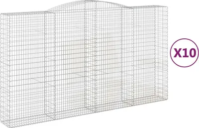 Obrázok produktu pre vidaXL Gabiony s vysokým oblúkom 10ks. 400x50x220/240cm Pozinkované železo