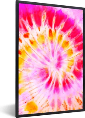 Produktbild von MuchoWow® Gerahmtes Poster Krawattenfärbung - Rosa - Gelb 40x60 cm - Poster mit Schwarzem Bilderrahmen Wandposter Rahmen Foto Bilder - Papierdruck - Wandbilder