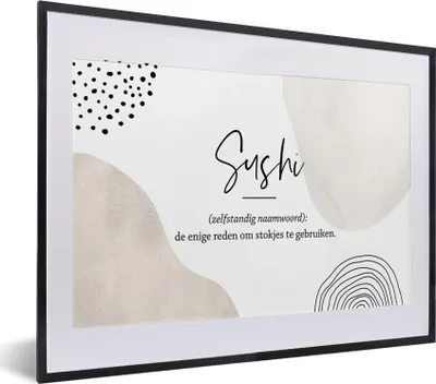 Produktbild von MuchoWow® Gerahmtes Poster Sprichwörter - Sushi - Sushi definition - Zitate - Wörterbuch 40x30 cm - Poster mit Schwarzem Bilderrahmen Wandposter Rahmen Foto Bilder - Bilderrahmen - Poster im Rahmen