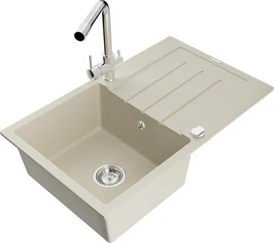 Image de Mexen Bruno Évier en granit 1 bac avec égouttoir et mitigeur Duero, Beige - 6513-69-671600-00