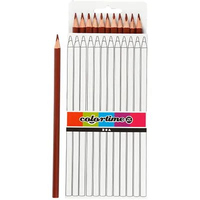 Produktbild von Colortime Buntstifte, Braun, L: 17 cm, Mine 3 mm, 12 Stck./ 1 Pck.