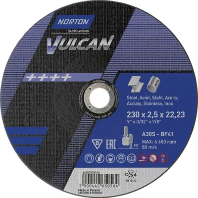 Obrázok produktu pre NORTON strihací kotúč Vulcan oceľ/nerezová oceľ rovný 230x2,5