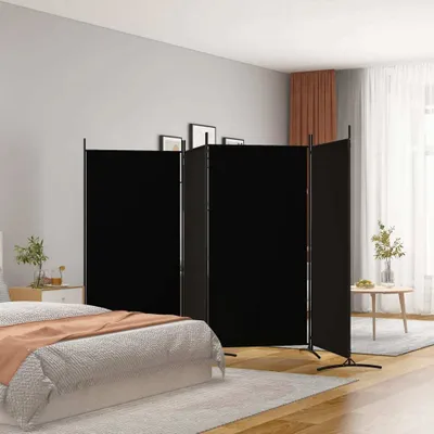 Zdjęcie produktu dla vidaXL 4-częściowy parawan czarny 346x180 cm tkanina