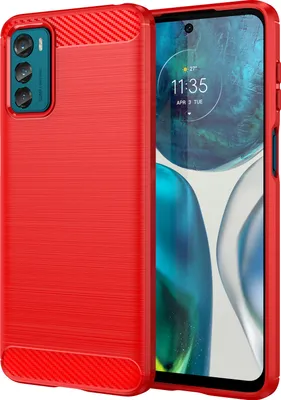 Produktbild von Moto G42 Hülle, Carbon-Faser TPU Silikon Stoßfest Schutzhülle für Motorola Moto G42 Rot
