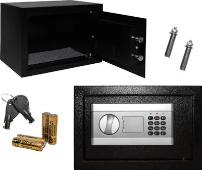 Zdjęcie produktu dla Sejf domowy z zamkiem elektronicznym na kluczyk lub kod XL 31x20x20 cm