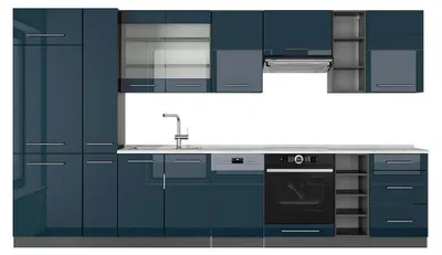 Imagen del producto de Mueble de cocina Vicco Fame-Line Azul oscuro alto brillo/antracita 355 cm , ET Mármol, Model 49367