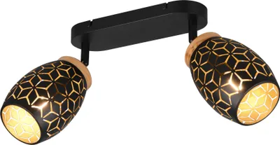 Produktbild von Deckenleuchte, Metall, Schwarz-Gold, E14, 2-flammig, L 28 cm
