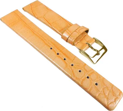 Produktbild von Ersatzband Uhrenarmband Leder Band Apricot, glänzend mit Kroko Prägung 25260G, Stegbreite:16mm