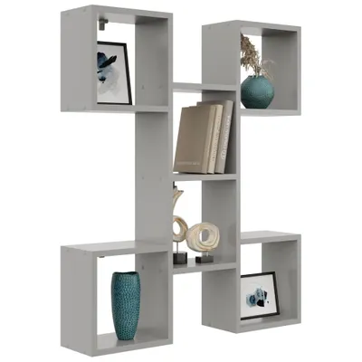 Produktbild von Moderne Wandregal Katia Grau – Hängeregal für Bücher und Dekoration, Regalwand Wohnzimmer, Regal modern
