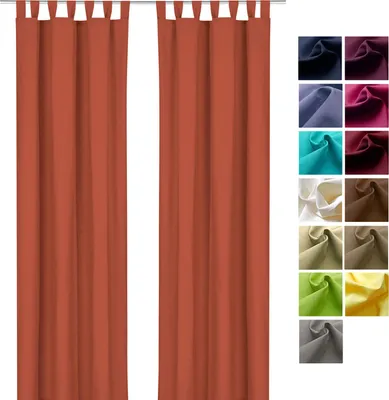 Produktbild von heimtexland ® Dekoschal Baumwolle Uni Gardine Kräuselband Schlaufen Vorhang Blickdicht Natur Typ625 Schlaufenschal HxB 160x125 cm Terra