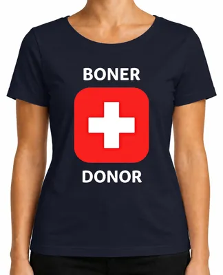 Obrázok produktu pre Tričko s potlačou "Boner Donor", vtipný darček na rozlúčku so slobodou, humor, dámske, tmavomodré, veľkosť XL