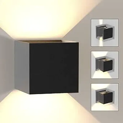 Produktbild von ZMH Led Wandleuchte Innen & Aussen Schwarz Wandlampe 01 Modern Up Down Warmweiß IP65 Wasserdicht Außenwandlampe 5W Einstellbarer Lichtstrahl für Flur Garten
