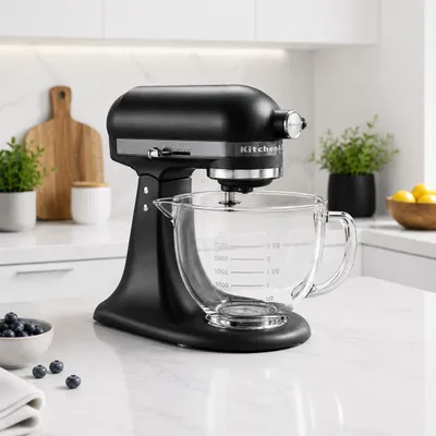 Image de Bol en verre compatible avec les robots de cuisine KitchenAid – Bol en verre avec poignée pour les modèles 4,8 L et 4,3 L