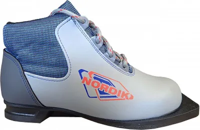 A single cross-country ski boot is shown against a white background.